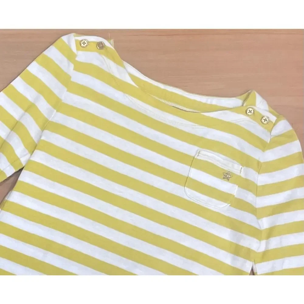 Osh Gosh Yellow Striped 3/4 length Sleeve shirt to match skirts 7
